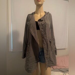 Women's Gray Green Hooded Jacket